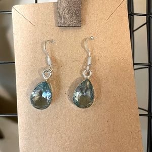 Silver and Blue Teardrop Dangle Earrings NWOT